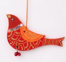 Handmade Wooden Bird Christmas Hanging for Home Decor - Red, Purple, Green, Blue